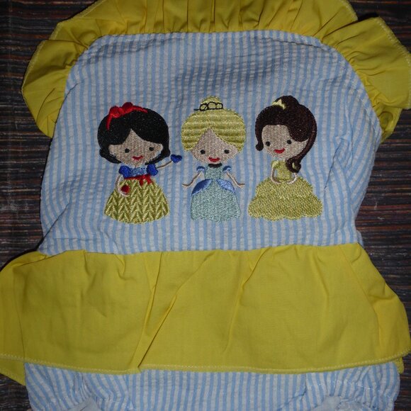 Boutique Baby Girls Princess Snow White Cinderella Belle Romper Sunsuit - Picture 2 of 3
